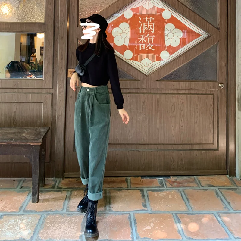 Женские зимние широкие брюки уличная мода 2020 Харадзюку с высокой талией