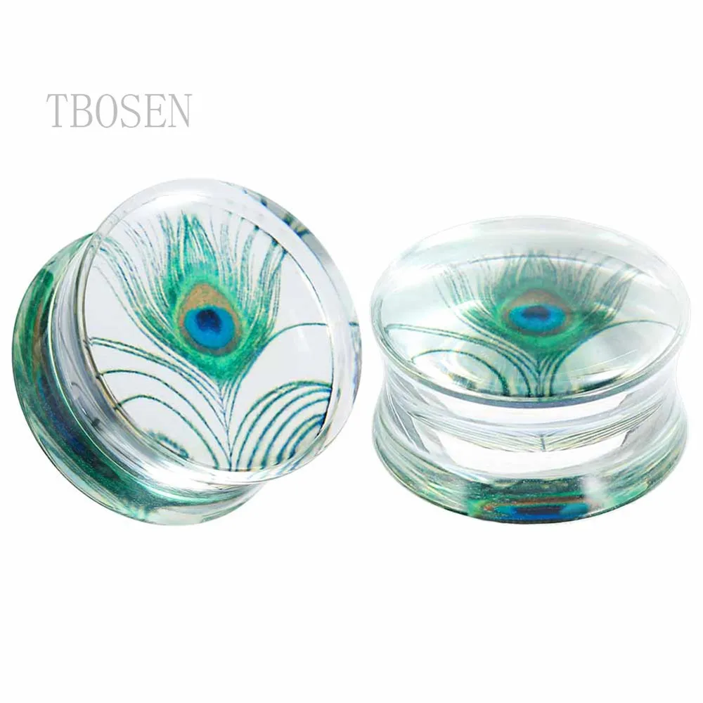 2 шт. туннели с перьями павлина|Украшения для тела| |