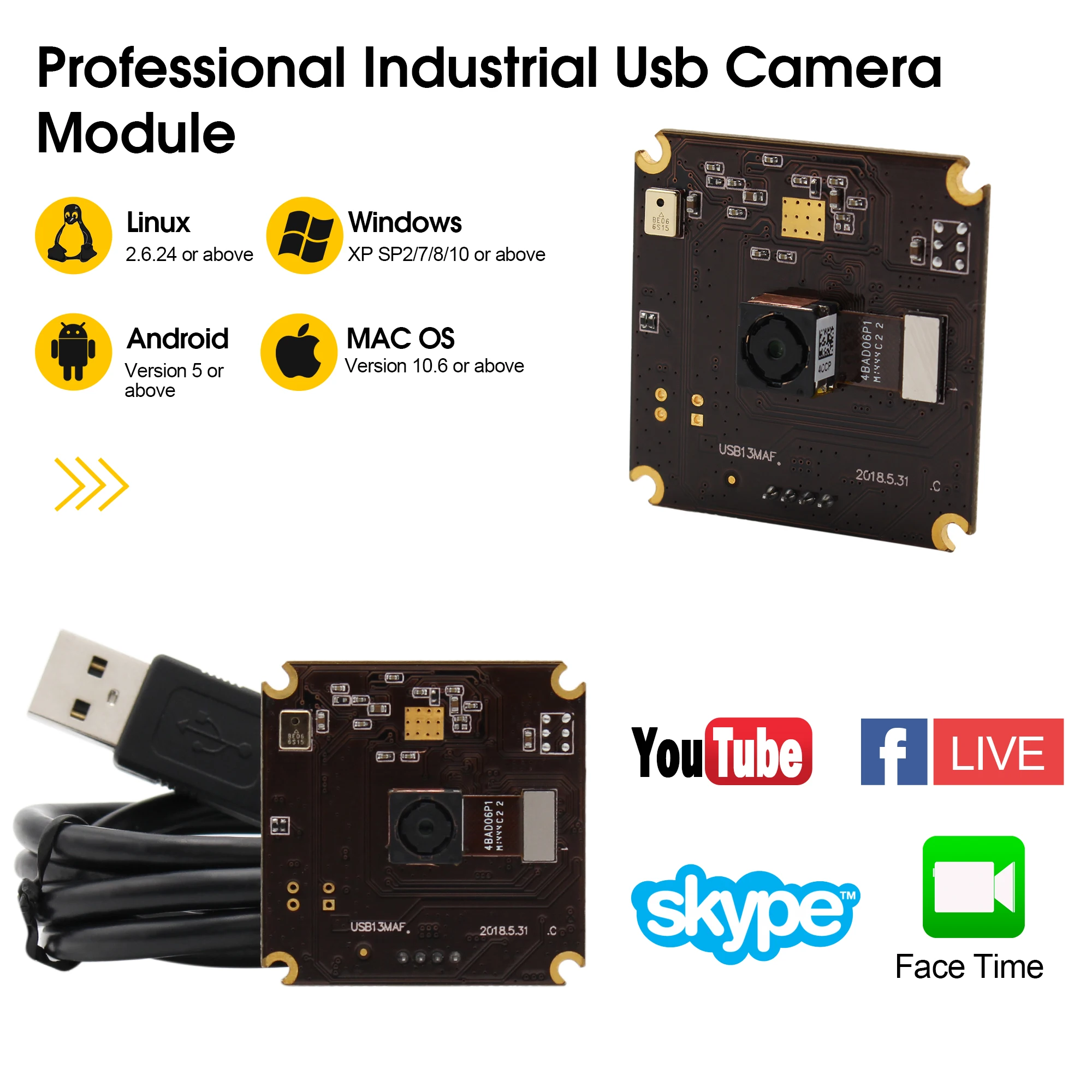 ELP 13MP USB веб-камера, MJPEG 10fps 3840x2880, веб-камера без искажений, автофокус, промышленный USB модуль камеры для компьютера, ПК, ноутбука