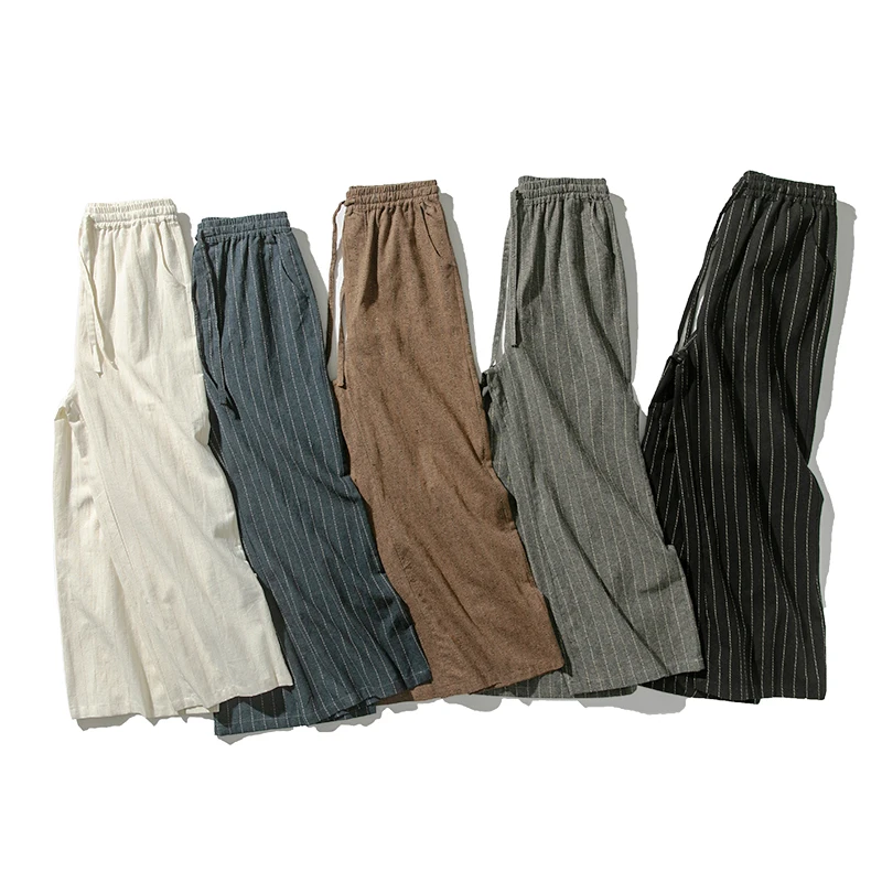 

Sinicism Store Men Striped Chinese Style Wide Leg Pants Mens 2020 Japan Style Loose Trousers Male Oversize Vintage Casual Pants