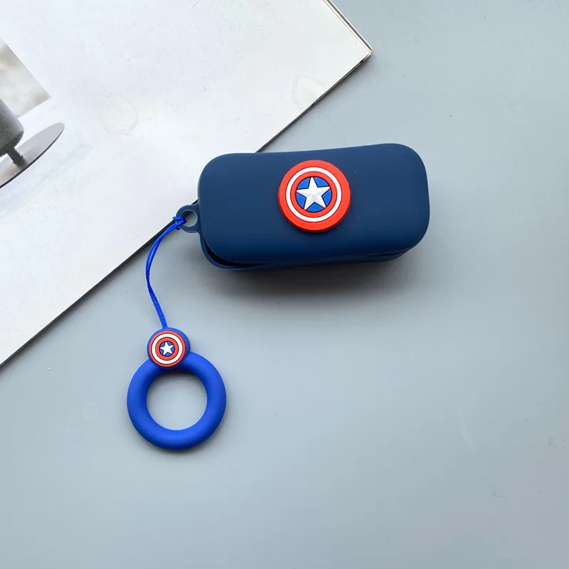 

Cartoon Marvel Earphone Cover For QCY T5 Silicone Wireless Bluetooth Headphone Case For QCY With Ring Lanyard