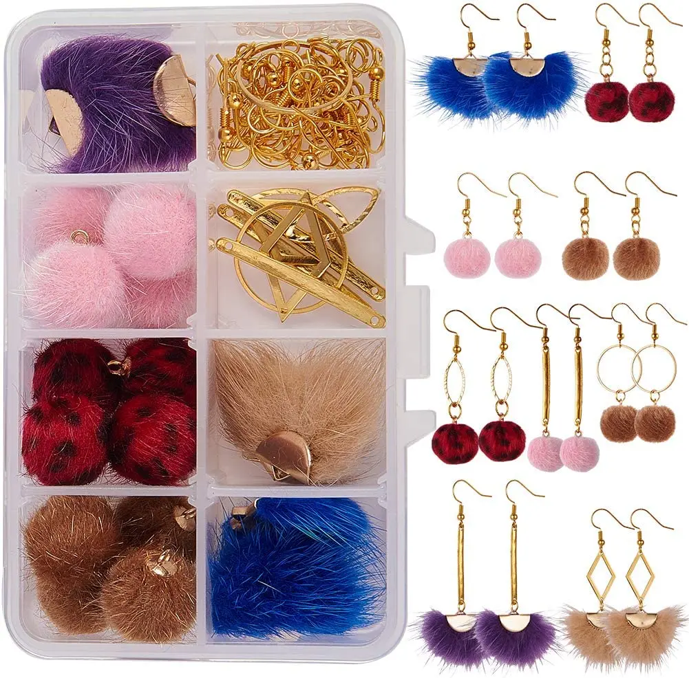 

Серьги-подвески из искусственного меха, 1 коробка, 9 пар