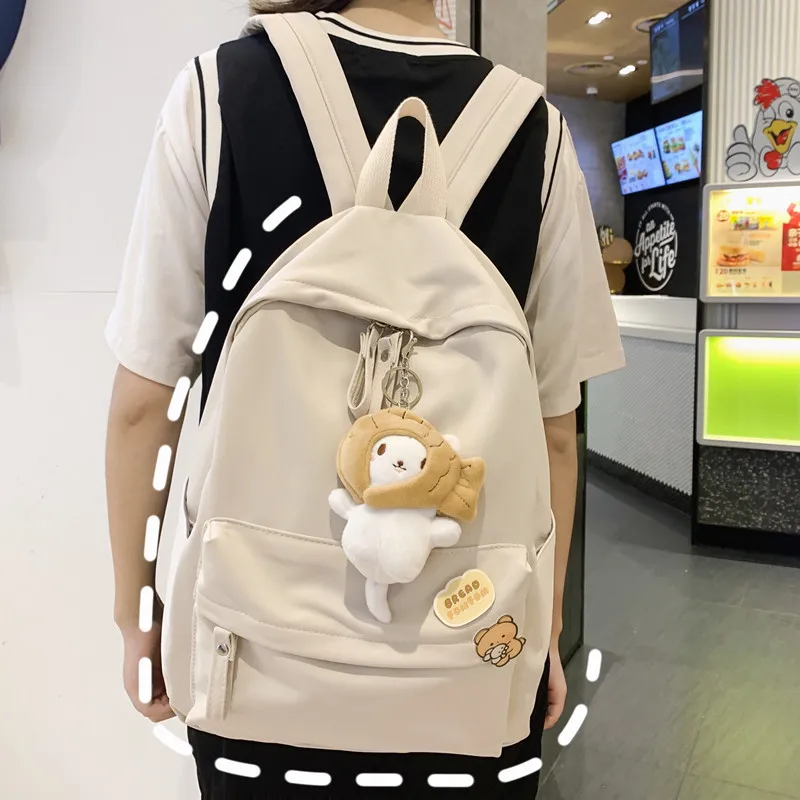 

2020 New Girl Student Cute Backpack College Book Fashion School Bag Lady Best Kawaii Backpacks Mesh Nylon Women Bag Female New