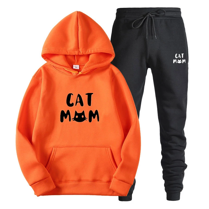 

Ladies Printed Sportswear Set Hooded Sweatshirt Streetwear Ladies 2-Piece Sweatshirt + Pants Set