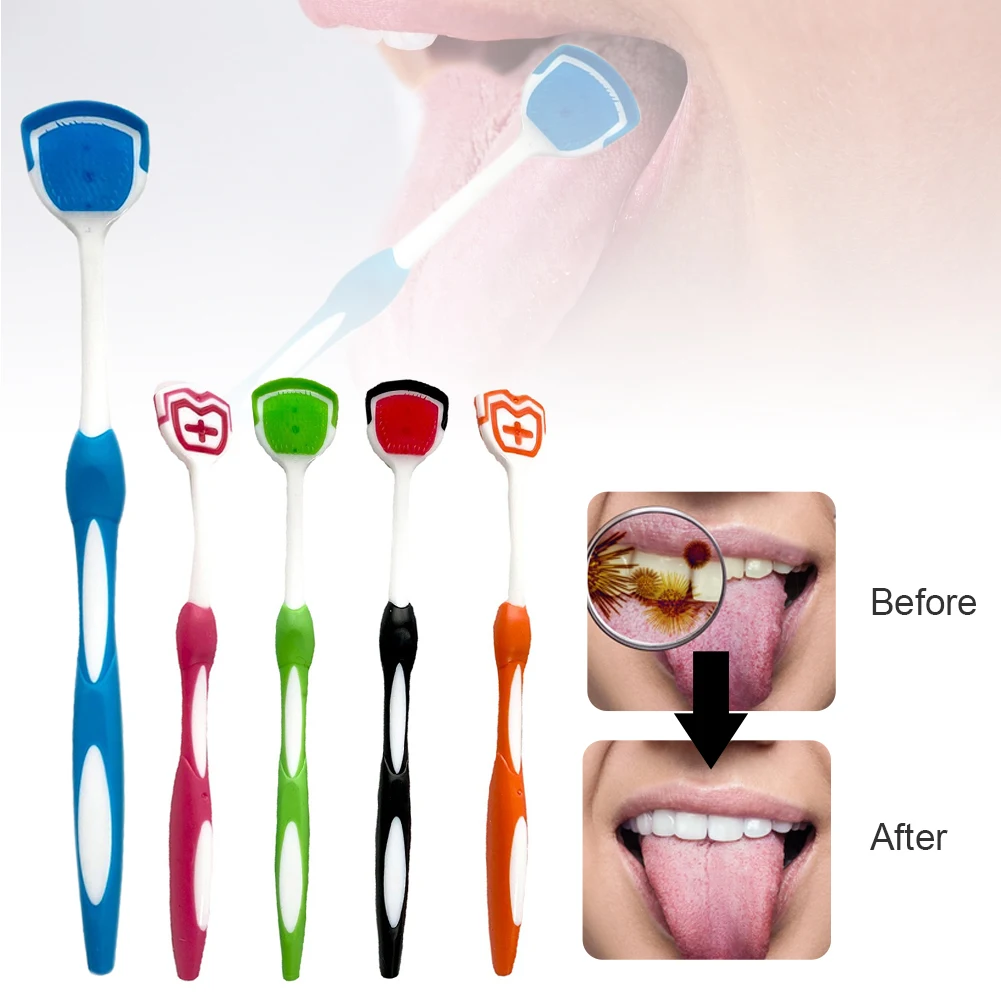 

5 Colors Tongue Scraper Oral Health Care Bad Breath Oral Dirts Remover Safe Soft Smooth Silicone Tongue Cleaner For Kids Adults