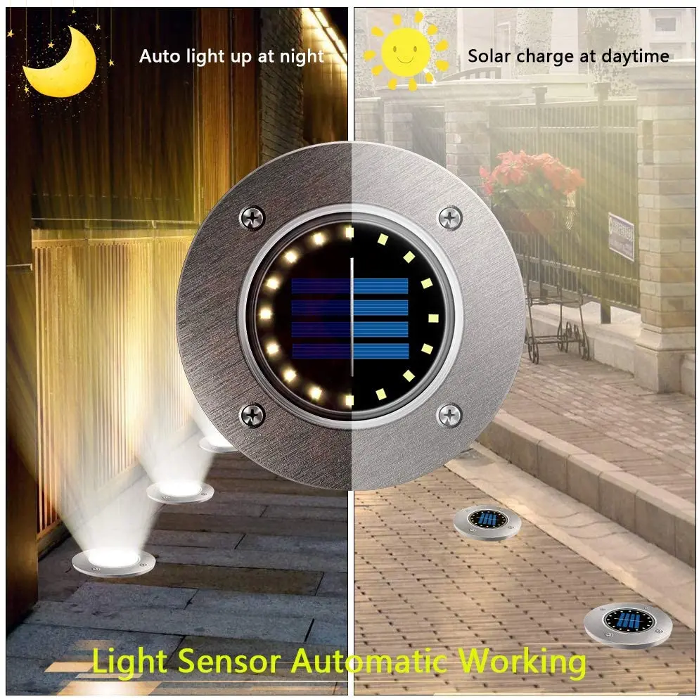 Уличный водонепроницаемый фонарь на солнечной батарее 16 светодиодов в комплекте