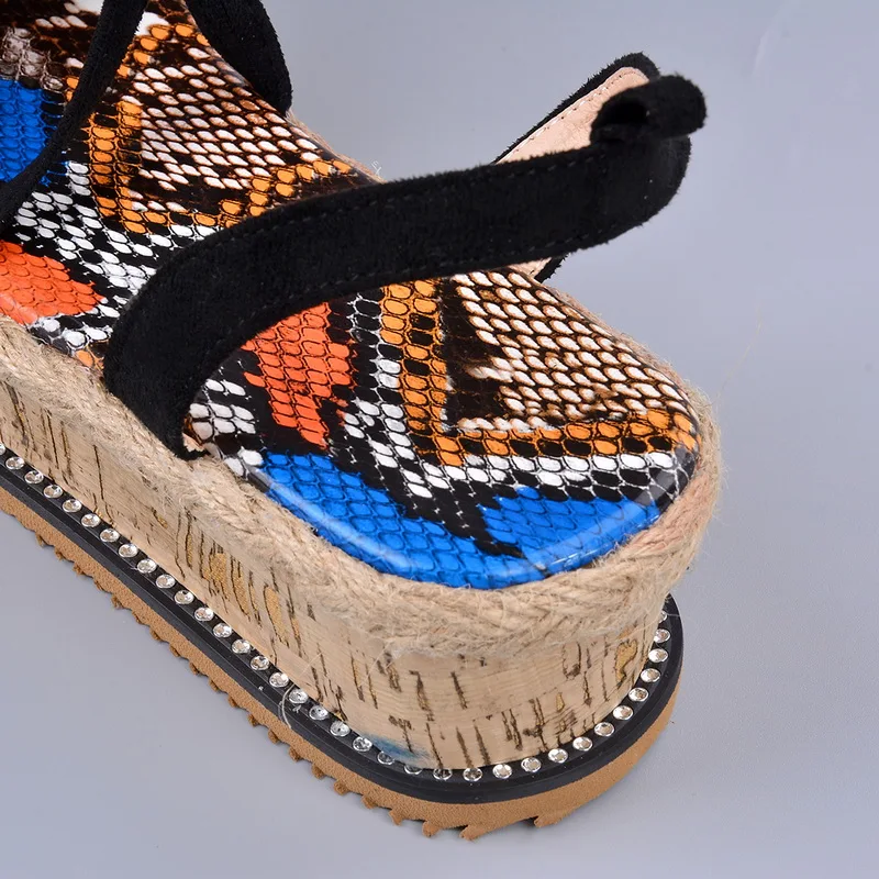 

LITTHING 2021 New Summer Sandals Snake Platform Heels Cross Strap Ankle Lace Peep Toe Beach Party Ladies Shoes Zapatos Sandals