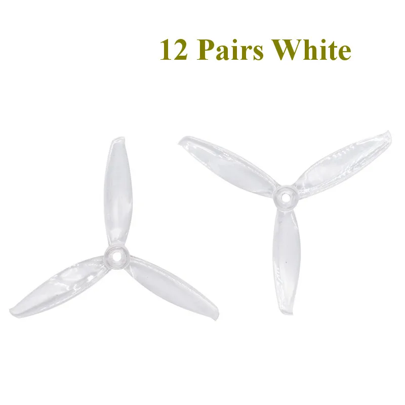 12 Pairs White 24 шт./, 12 пар носочков на Gemfan Windancer 5043 5x4,3 5 дюймов 3-лопастной пропеллер M5 по часовой стрелке и против часовой стрелки для Радиоуправляемый гоночный Дрон с видом от первого лица запасные Запчасти - Цвет: 12 Pairs White