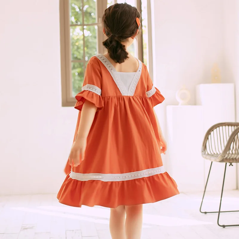 

Детское кружевное платье принцессы, элегантное платье с V-образным вырезом для девочек 4, 6, 8, 10, 12, 14 лет, лето 2021