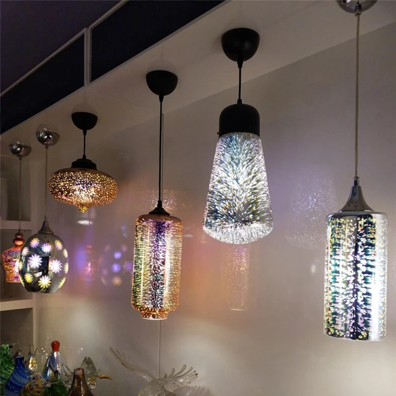 

A KARWEN Modern 3D Colorful Pendant Lights Nordic Starry Industrial Hanging Lamp E27 LED For Kitchen Restaurant Living Room