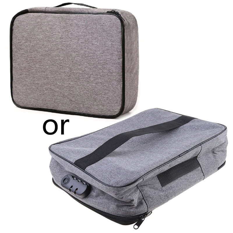 

Document Ticket Bag with Combination Lock Large Capacity Waterproof Home Travel 090F