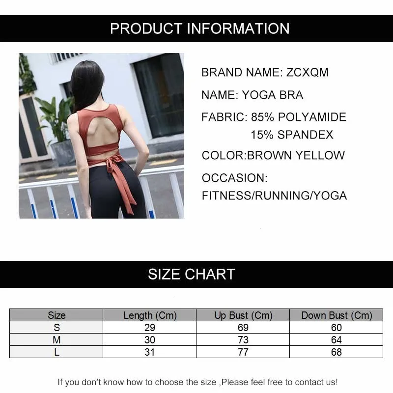

Open Back Sexy Sports Yoga Bra Wide Bandage Tie Bra Cross Strappy Yoga Top Knot Bra High Impact Workout Gym Bra Fitness Crop Top