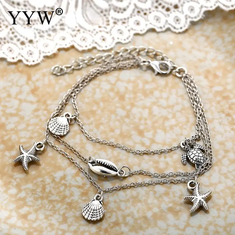 Модные женские расширители лодыжки овальная цепочка серебристого цвета кулон в