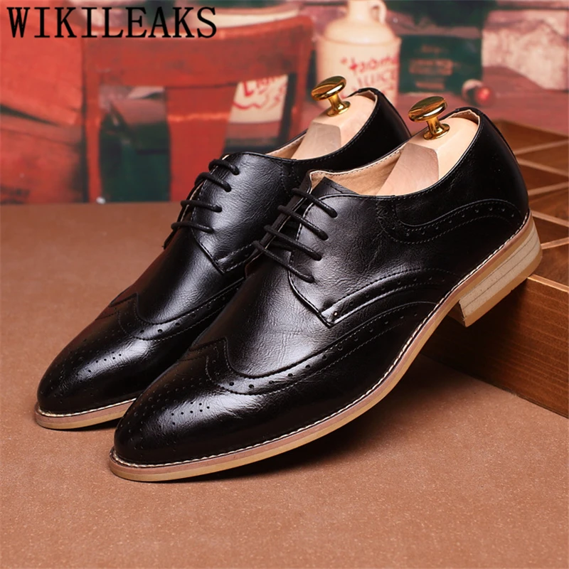 Brogue Shoes Men Formal Wedding Dress 2022 Italian Elevator For Evening Classic Elegant Brown | Обувь