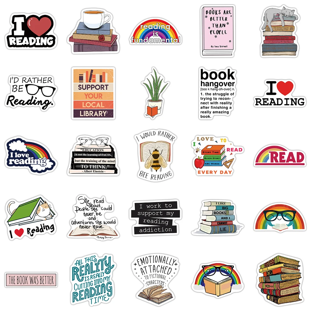 103050pcs i love reading vinyl decal stickers laptop guitar luggage phone bike waterproof graffiti sticker kid classic toys free global shipping