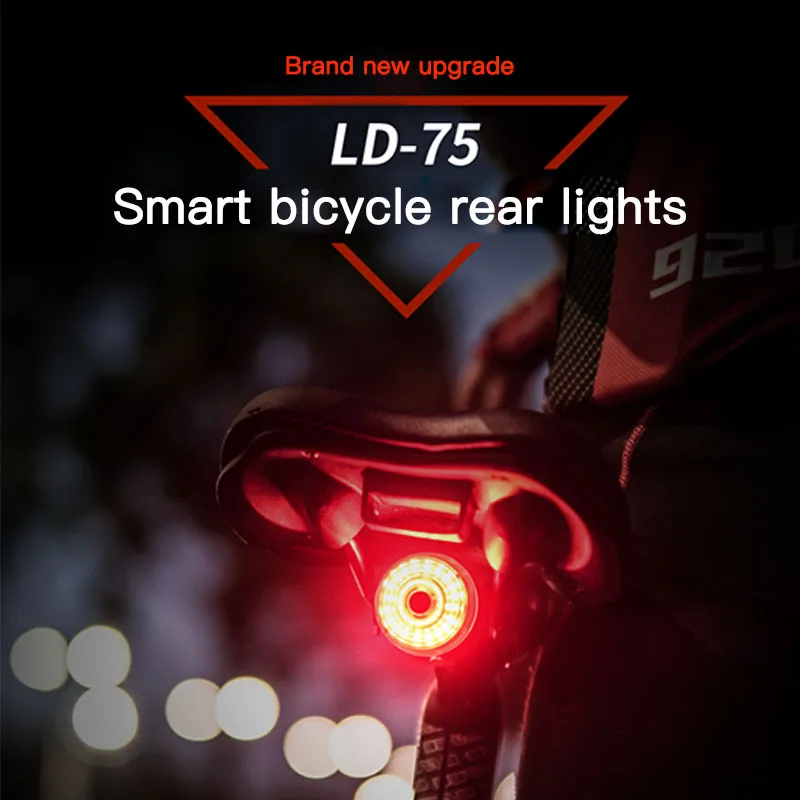 

IPX6 Waterproof Lamp Warning Taillight Smart Bicycle Rear Light General Rechargeable Tail Light Start/Stop Braking Sensing Lamp