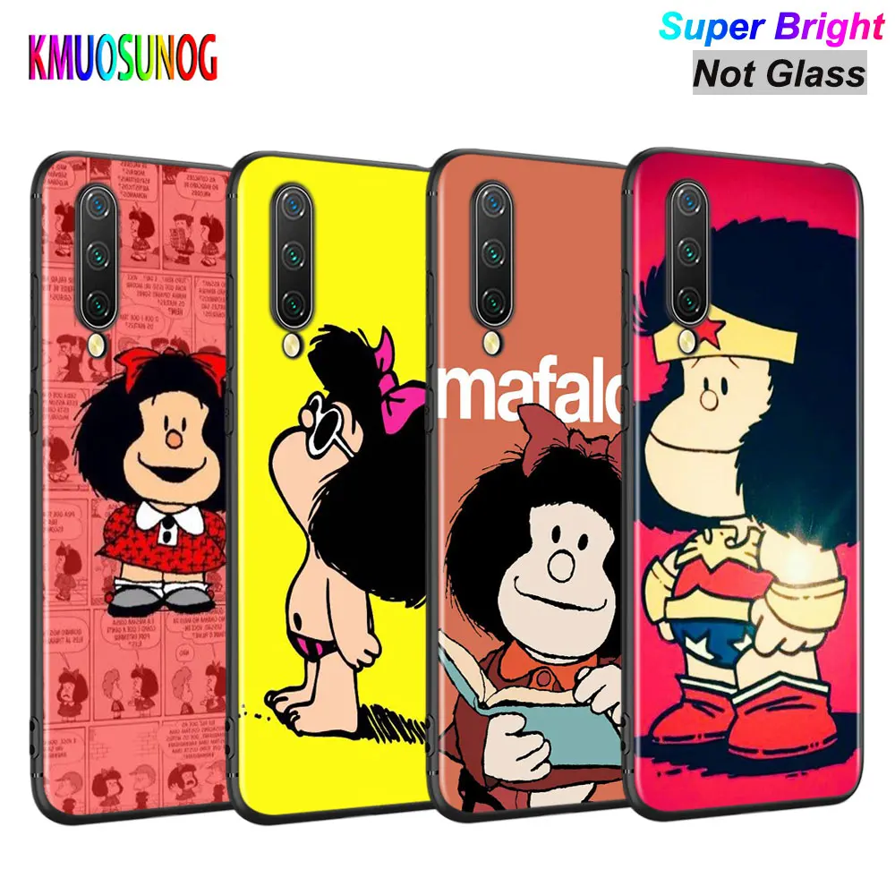 

Black Silicone Cover Cartoon Cute Mafalda for Xiaomi Mi A3 A2 A1 5X 6X 6 8 Lite 9 9SE CC9 F1 9T 9TPro Play Phone Case