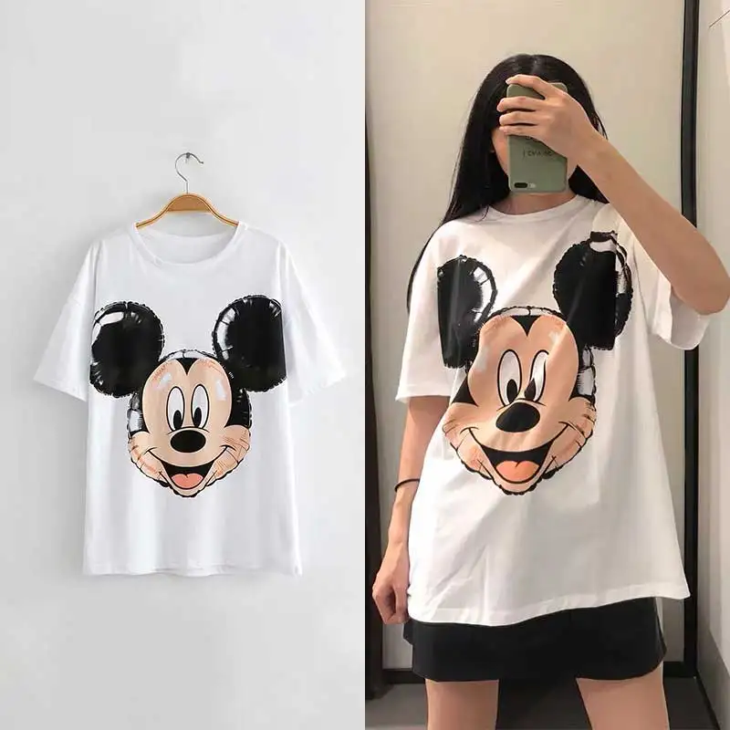 Новинка, Женская Винтажная футболка с мультипликационным принтом, шикарная футболка с круглым вырезом и коротким рукавом, harajuku, уличная одежда, повседневная женская футболка большого размера