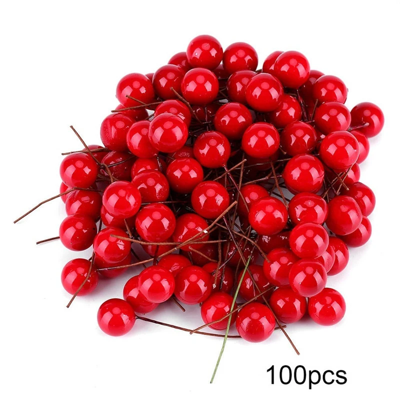 Рождественское украшение для дома 100 шт. Рождественская красная вишня елка