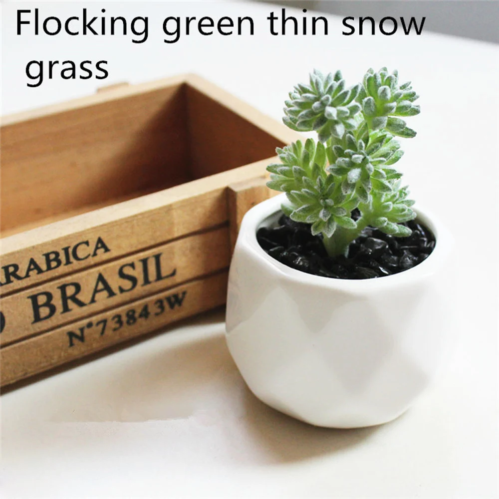 Искусственные влагозапасающие растения зеленые флокированные украшения для