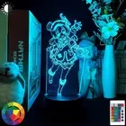 3D ночник с аниме Genshin Impact для домашнего декора комнаты, светильник, милая фигурка, акриловая настольная лампа, светильник