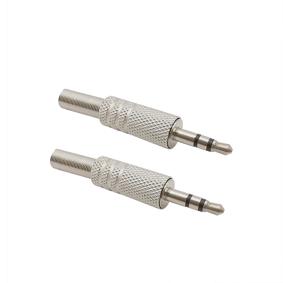 5Pcs Silver 3.5mm 3 Pole Male Repair Plug Dual Channel Audio Headphones Connector with Spring Tail Soldering for Earphone DIY - купить по