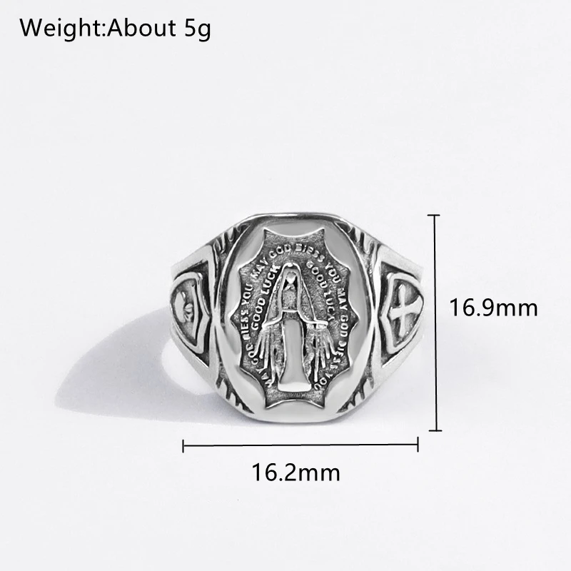 

Lispector 925 Sterling Silver Retro Our Lady Maria Charm Rings for Women Figure Vintage Texture Elegant Rings Friendship Jewelry