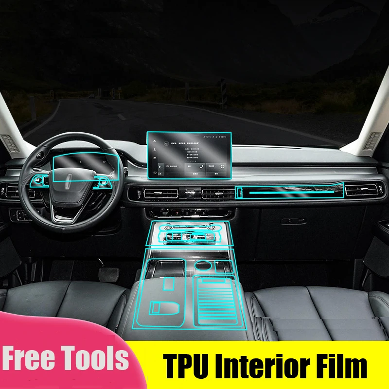 

Car Interior Center Film Transparent TPU Window Pillar Dashboard Gear Protective Scratch Repair Accessories For Lincoln Aviator