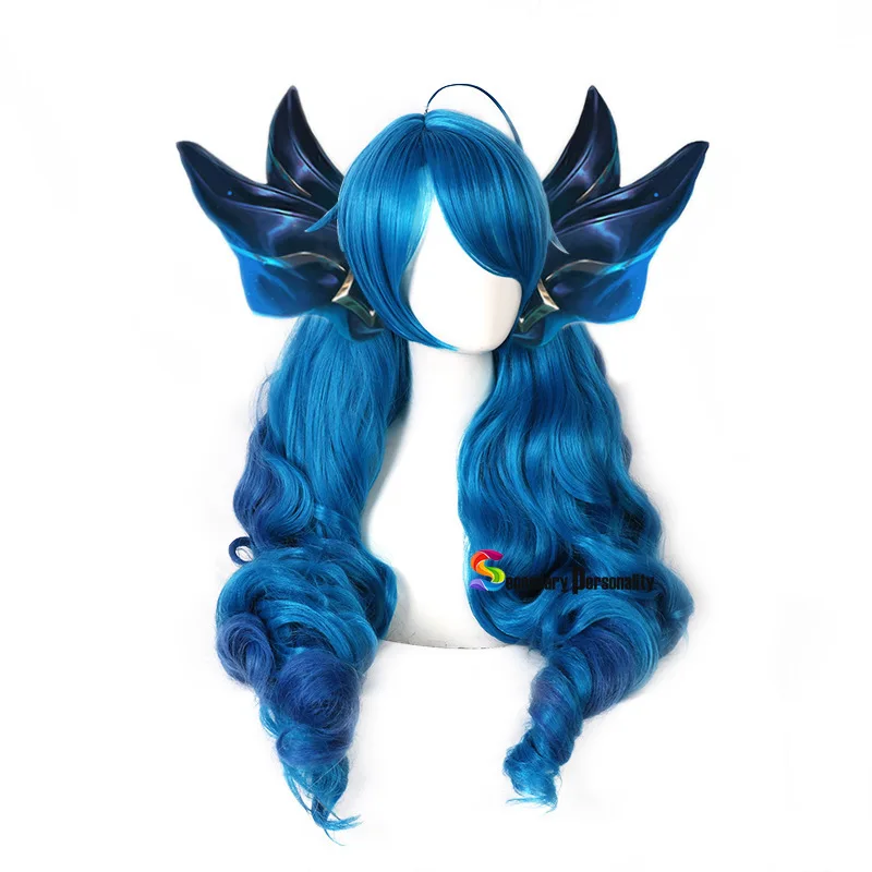 

Game League of Legends New Hero Gwen Cosplay Wig Party Decoration Extra-long Blue Big Wavy Hair Halloween Carnival Cos Props