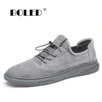 quality comfort suede leather men shoes soft outdoor flats shoes lace up breathable men walking shoes sapato masculino