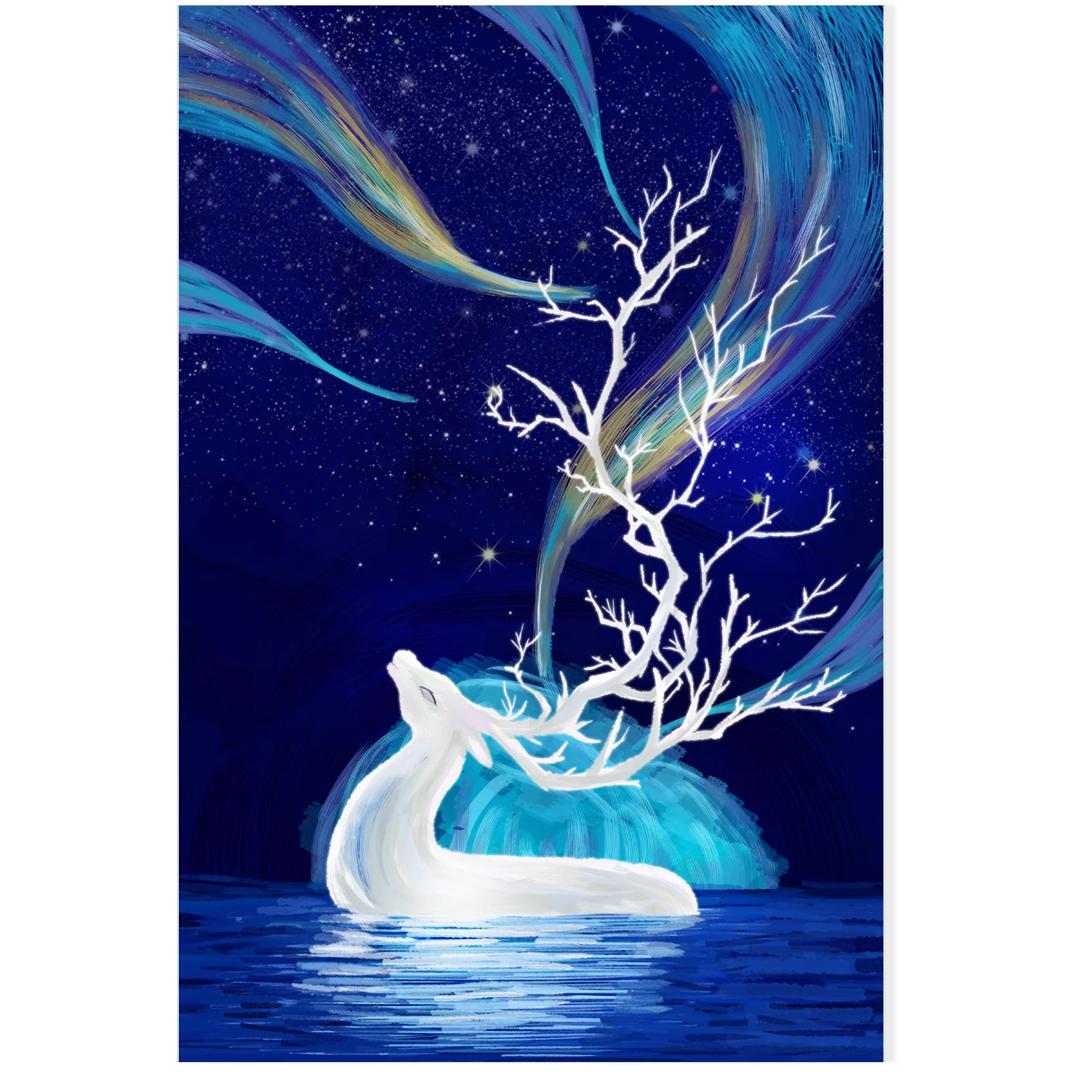 Абстрактный лось играющий в воде подвесная картина плакат холст печать живопись