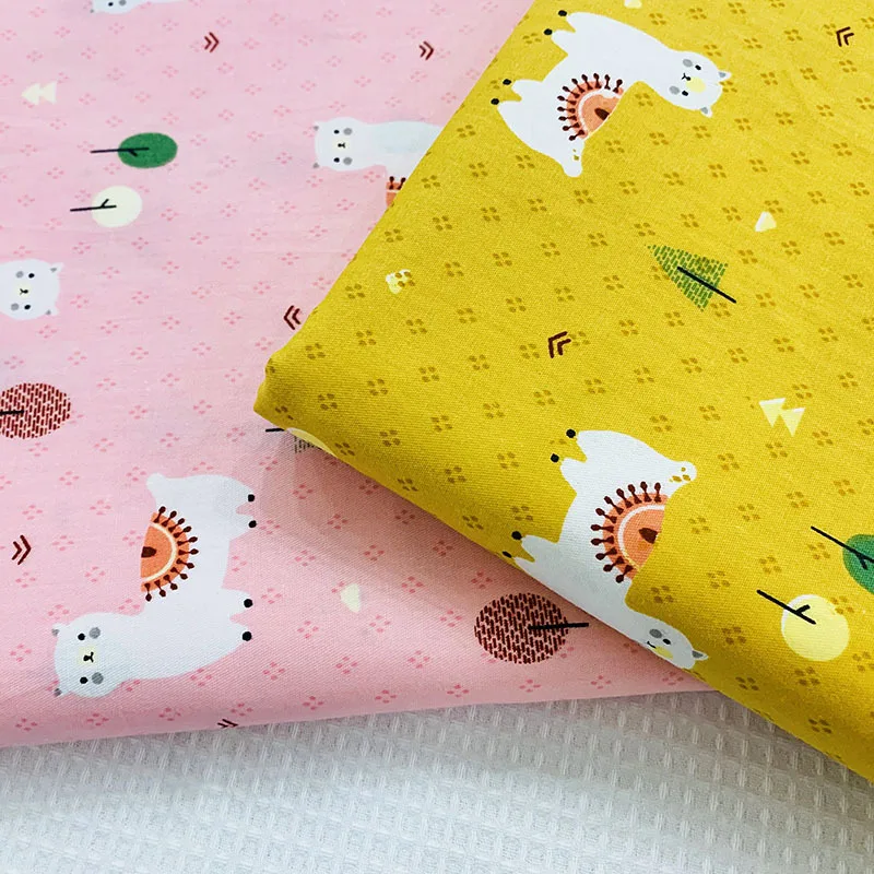 Саржевая хлопчатобумажная ткань с милым принтом животного для рукоделия