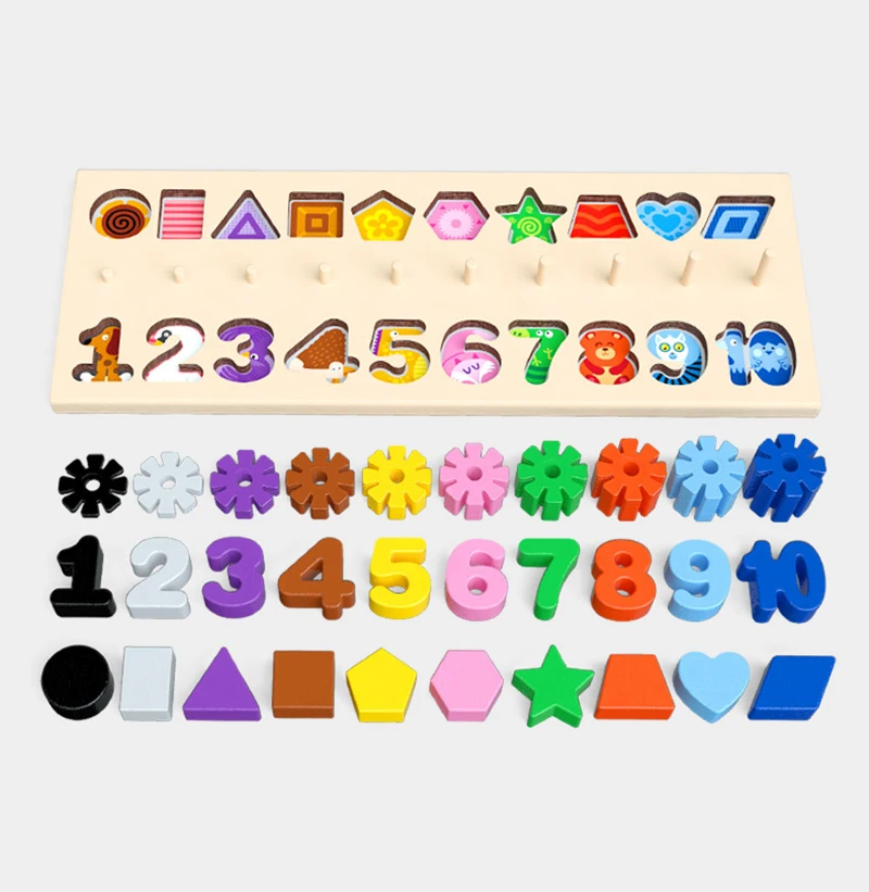 Деревянные игрушки Цифровая форма Снежинка логарифмическая доска Детский сад