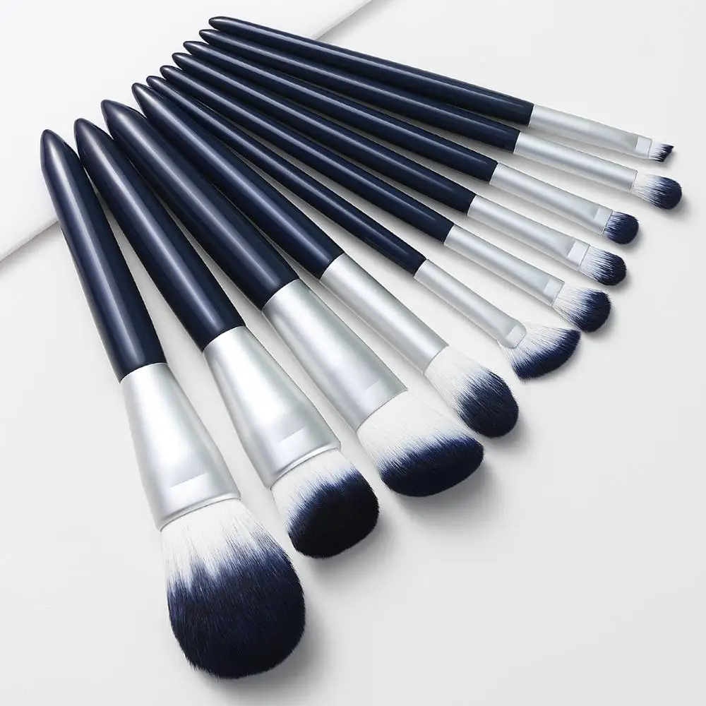 

BANFI 10 Dark Blue Makeup Brushes Tool Set Cosmetic Powder Eye Shadow Foundation Blush Blending Beauty Make Up Brush Maquiagem