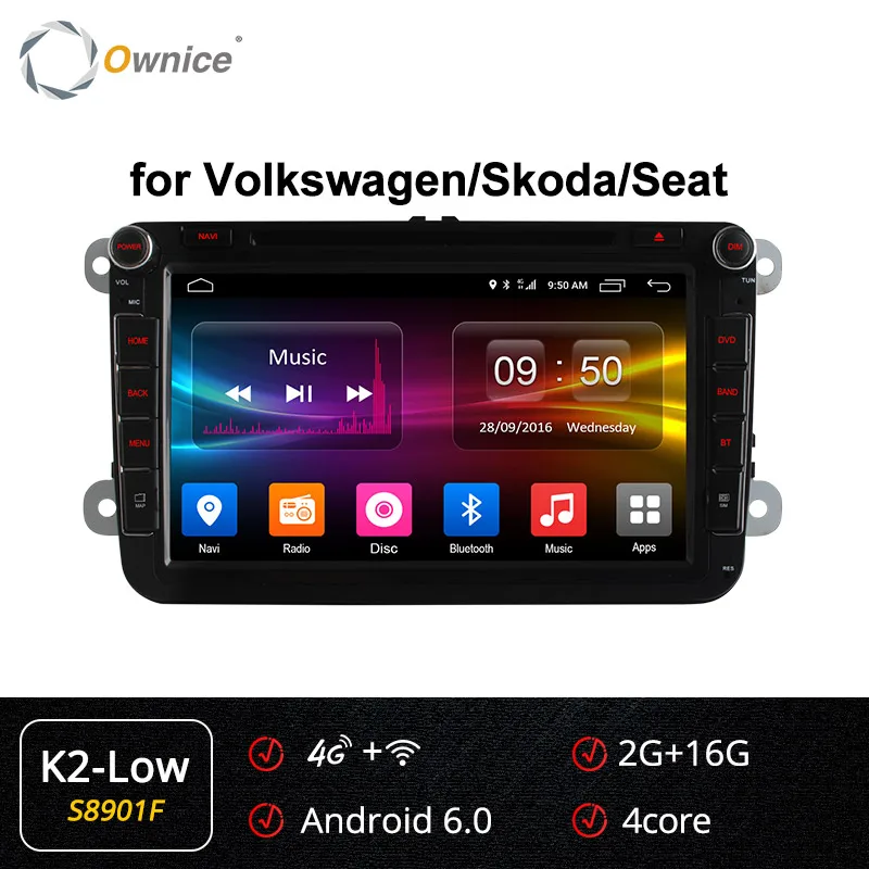 S8901 K2-Low Ownice K3 K5 K6 Android 9,0 2din автомобильный dvd-плеер для VW Polo Golf Passat Tiguan Skoda Yeti Superb Октавия Рапид Volkswagen Toledo - Цвет: S8901 K2-Low