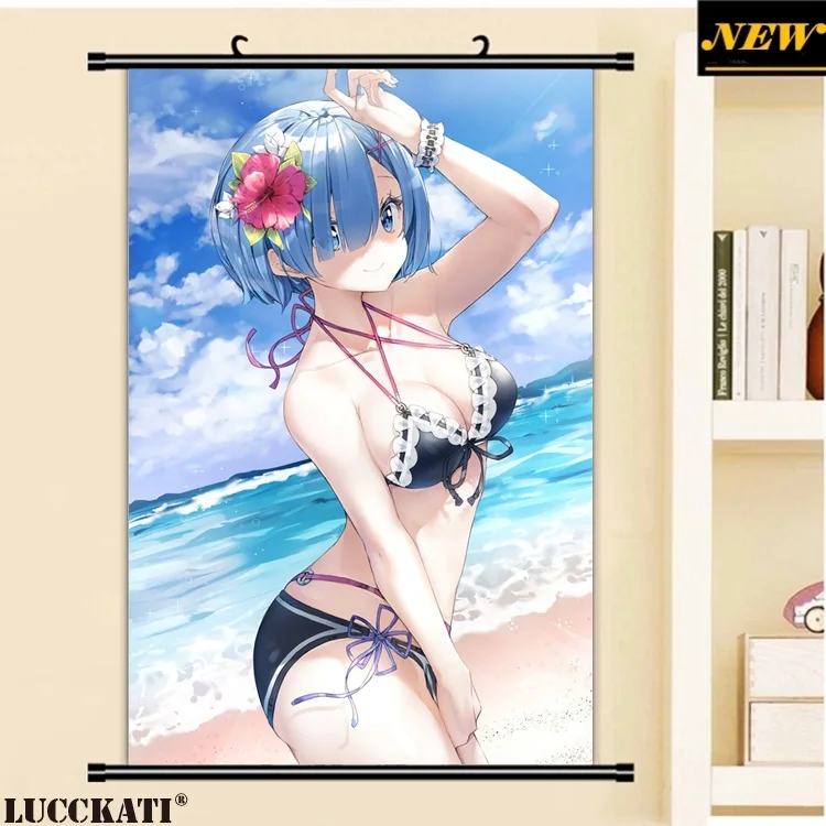 40X60 см Re Zero Re: Zero Kara Hajimeru Isekai Seikatsu Rezero Rem Сексуальная лоли, нарисованная аниме прокрутка, холст, постер - Цвет: H