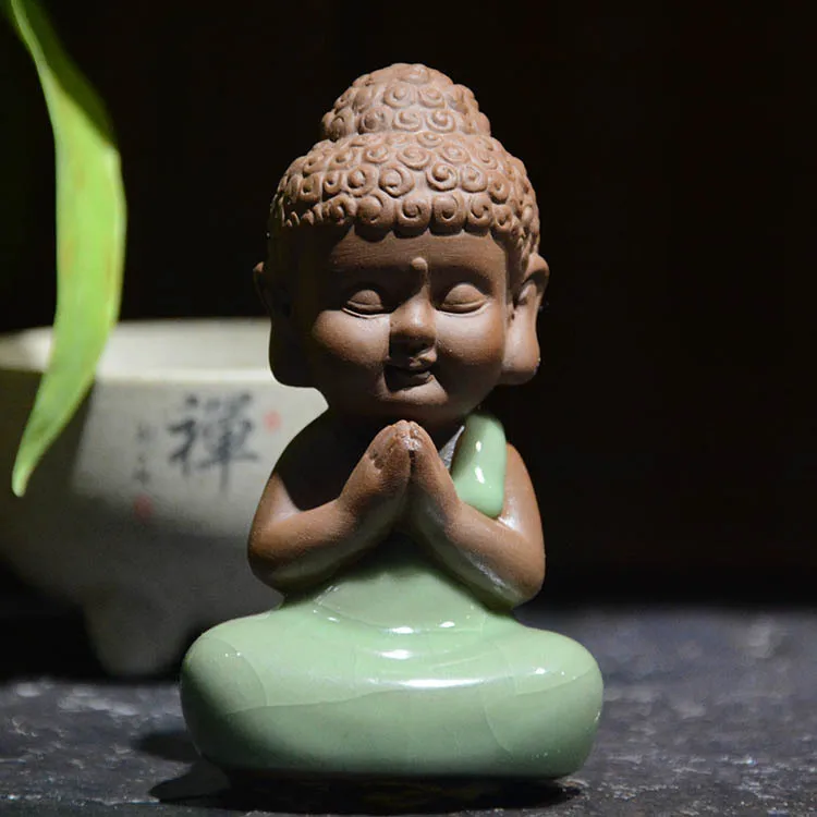 

Geware Small Tathagata Tea Ornaments Tea Set Tea Ceremony with Zero Can Open Pian Cha Raise Car Mounted Tea Pet Mini Tea Set