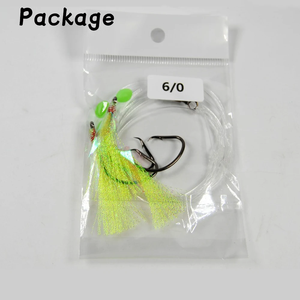 10PACKS 3 hooks 3/0-8/0 Flasher Sabiki Rigs Sea Bass Snappers Saltwater Fish Fishing Rig Circle Hook Sets with Luminous Beads images - 6