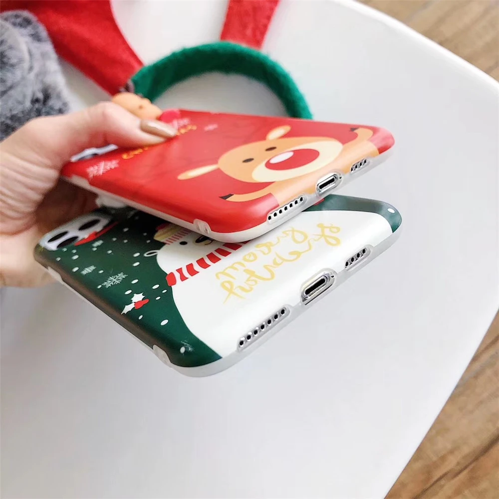3D Christmas Deer Case for iPhone 11 Cover Silicone Cartoon Snowman Back Pro Max 7 Plus 6 6s 8 X XR XS |