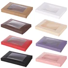 10 шт. многоразмерные бумажные подарочные коробки с прозрачным окном из ПВХ коробка для конфет сувениры Свадебная вечеринка винтажный цвет Крафтовая упаковка для хранения