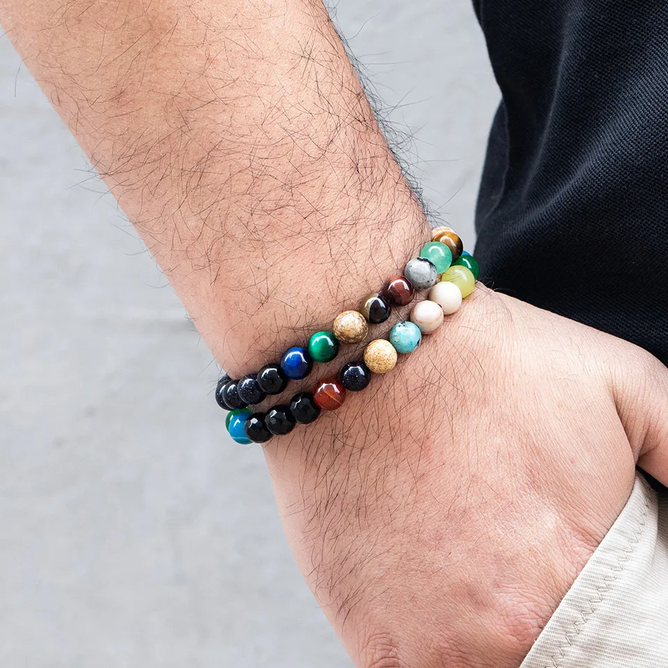 10мм / 8мм 6мм гематит лавы ручной работы натуральный камень бисер браслеты мужчины