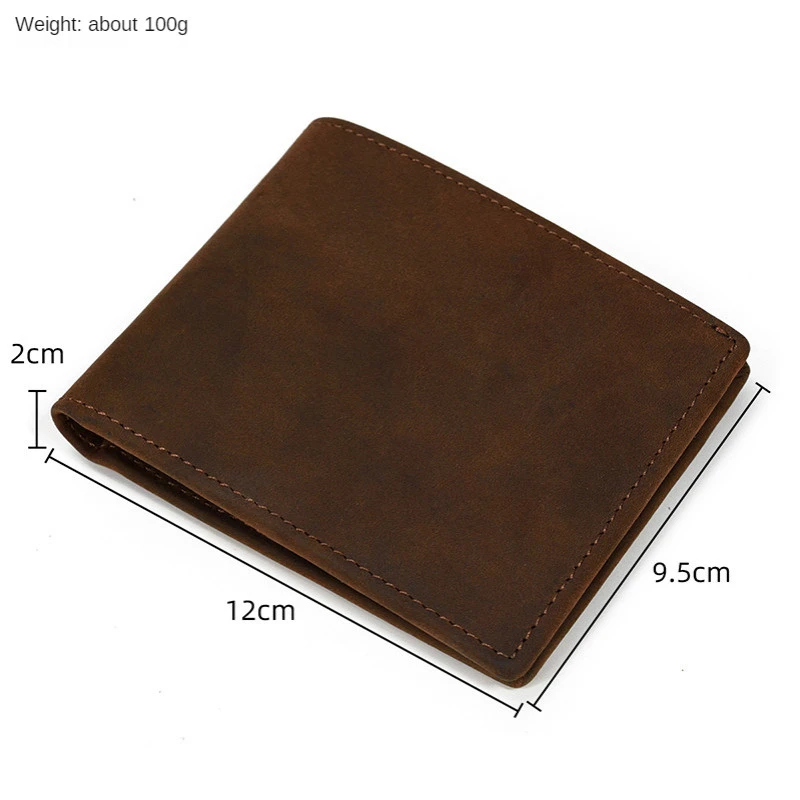 Кожаный кошелек GROJITOO из кожи Крейзи Хорс мужской короткий воловьей складной