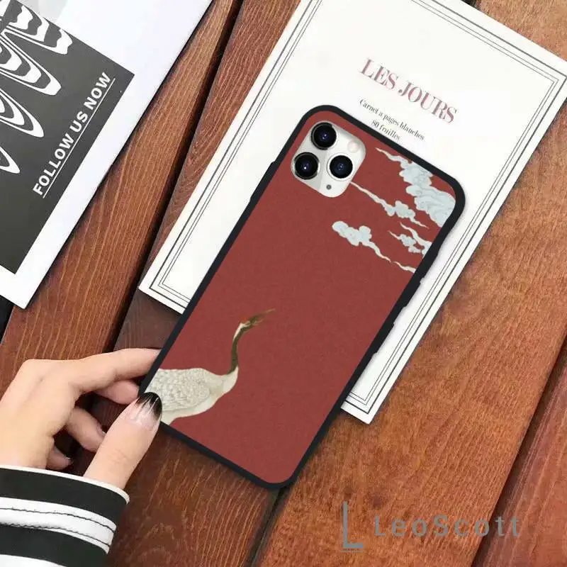 

Advanced Chinese Crane Illustrator Phone Cases for iPhone 11 12 pro XS MAX 8 7 6 6S Plus X 5S SE 2020 XR Soft silicone
