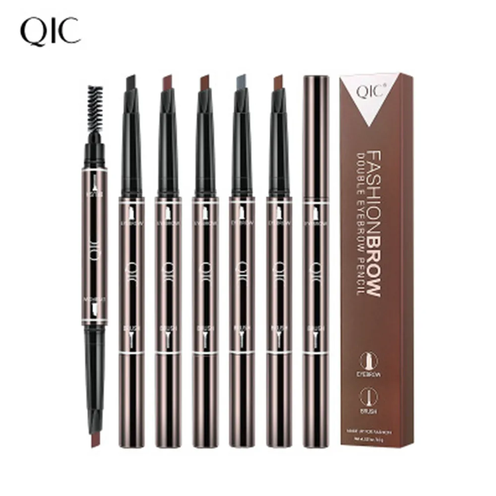 

QIC 2 In 1 Eyebrow Pencil + Eye Brow Brush Makeup Long-lasting Eyebrows Enhancer Cosmetics Waterproof Brows Make up Pigment Pen