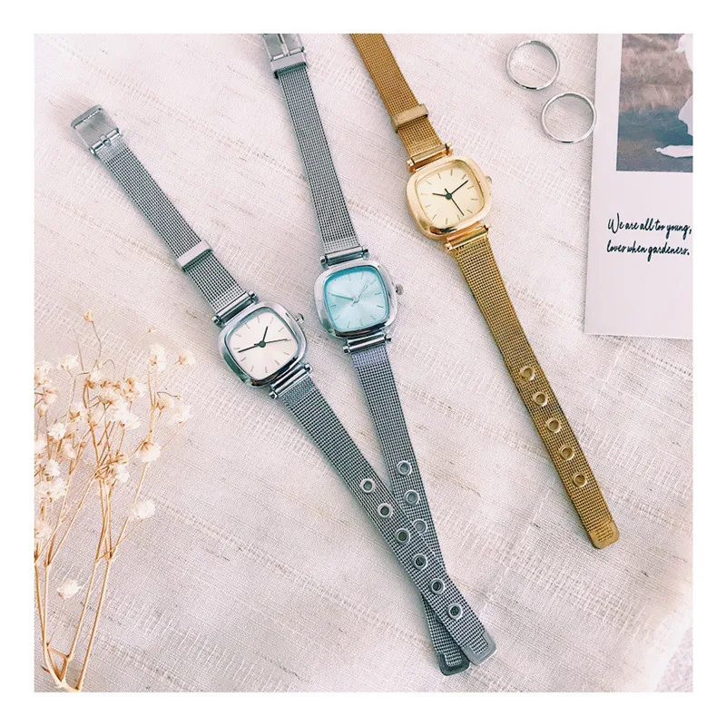 

Square Women Watches Fashion Drop Shipping Quartz Watch Ladies Vintage Leather Wristwatches Simple Small Woman Clock