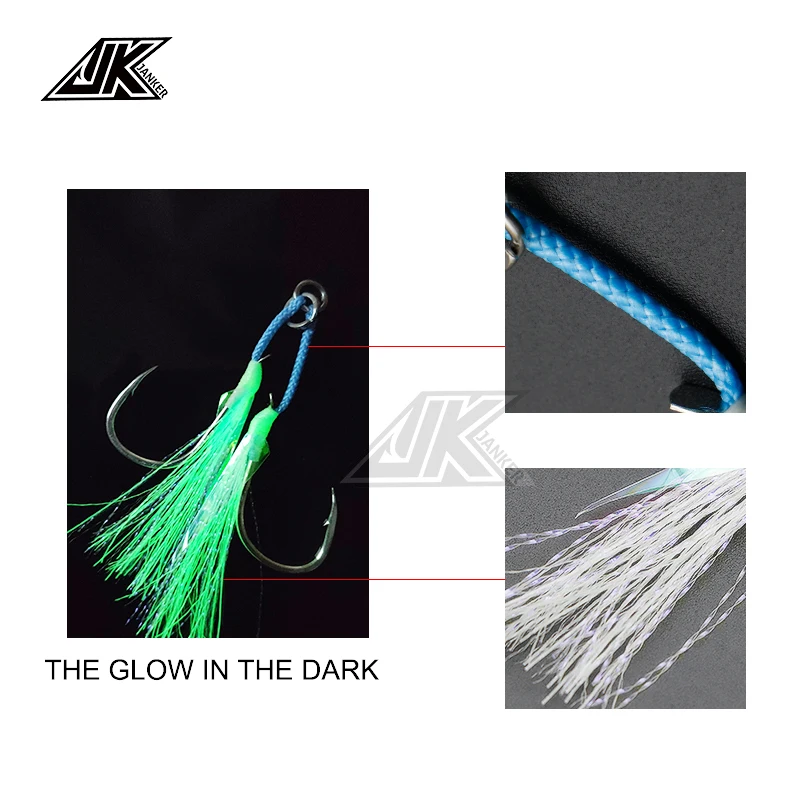 JK LAI-L Shore джигггинг светильник "T" groove Jig hook нержавеющая твердое кольцо лодка рыболовный светящийся двойной рыболовный крючок крючки морские ЛЕЩА
