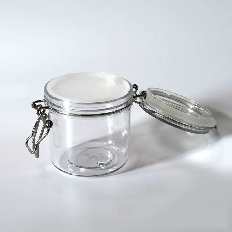 Пластиковая круглая Зажимная банка для хранения 450 мл с герметичной крышкой | Дом