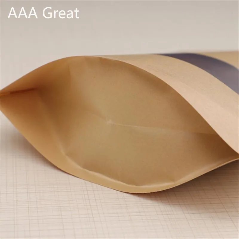 100Pcs/Lot Packing Zip Lock Kraft Paper Window Bag Stand Up Gift Dried Food Fruit Tea Packaging Pouches Zipper Self Sealing Bags | Дом и сад