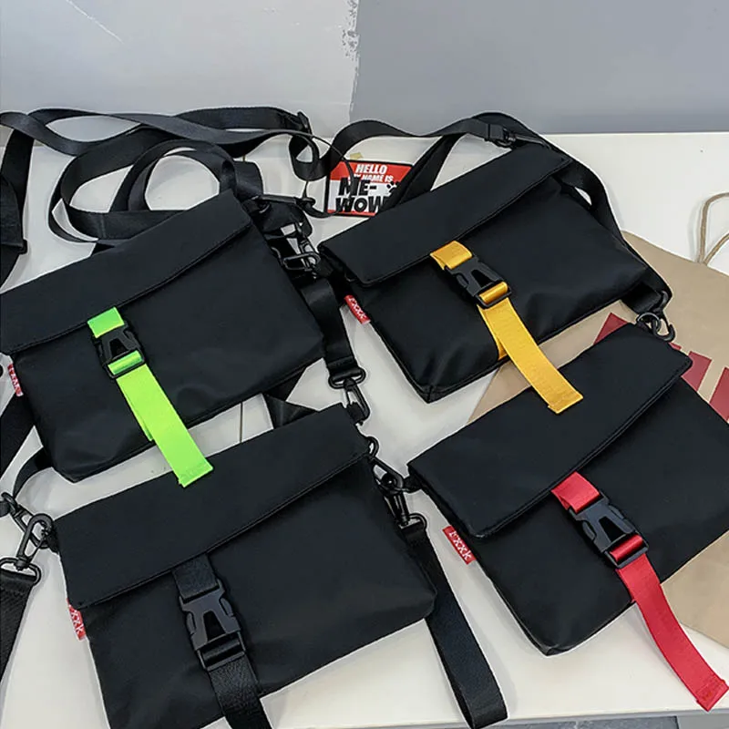 

Black crossbody 2021 Bag Fashion Men Shoulder Small Square Bags Nylon Solid Color Flap Messenger Bag Unisex Travel Phone Pouch