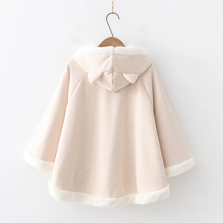 Кавайная накидка верхняя одежда с капюшоном в стиле Харадзюку японская флисовая